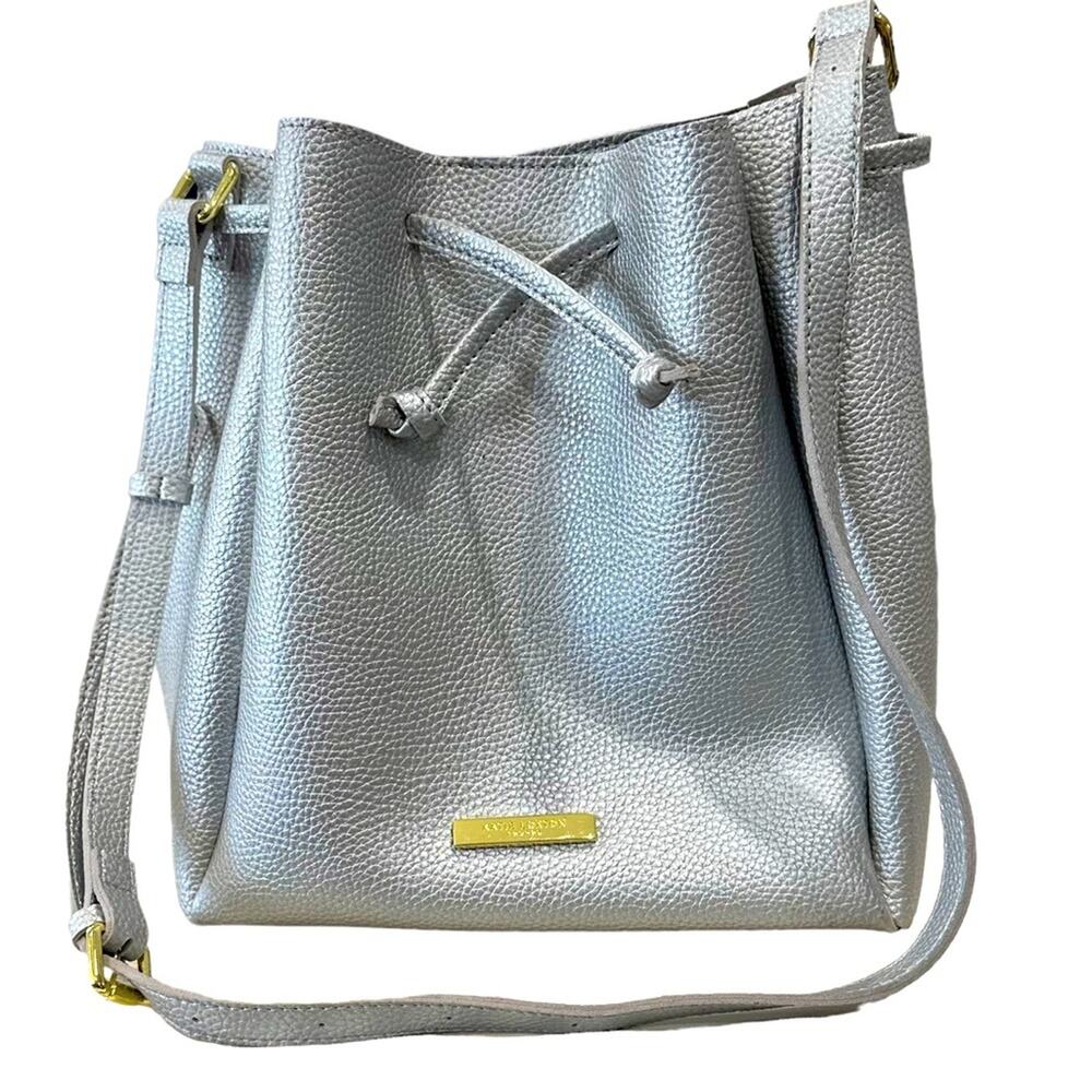 Katie Loxton Chloe‎ bucket silver draw cord hobo shoulder bag adjustable strap